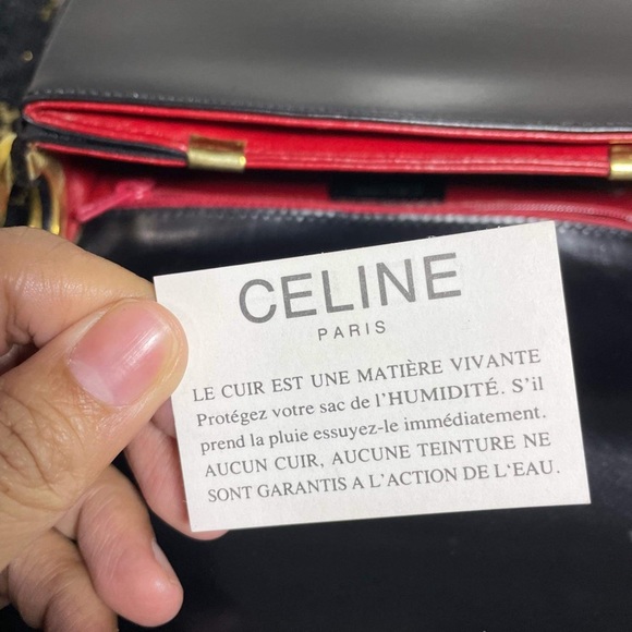 HOLIDAY SALE:AUTHENTIC CELINE BLACK SQUARE LEATHER SHOULDER BAG - rubs - Picture 5 of 13